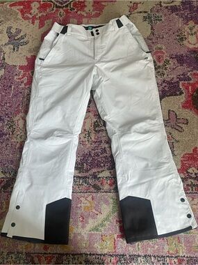 Sunice White and Black Stormpack Ski Pants with Teal Logo Accents L for woman